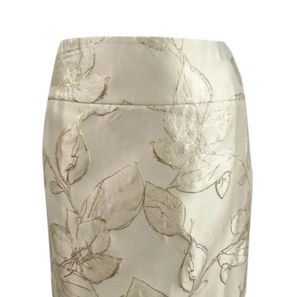 Tahari ASL Gold Natural Flora Jacquard Skirt - Picture 3 of 16